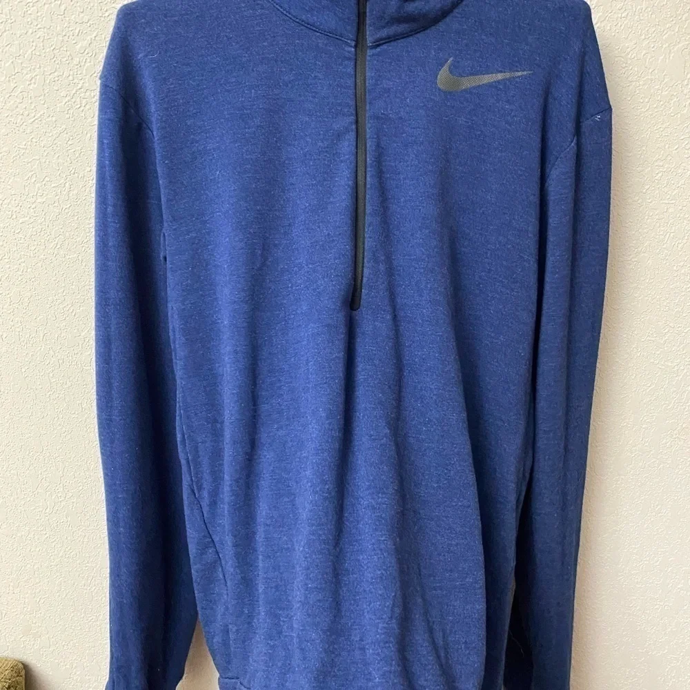 NIKE Dri-Fit quarter zip navy long sleeve pop over collared jacket size Small